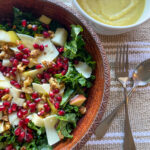 winter kale salad with apples and pomegranate seeds