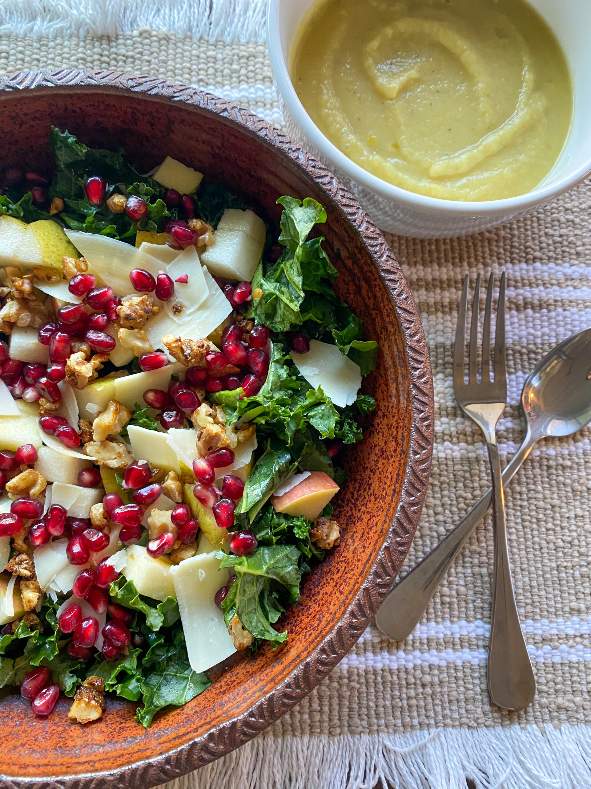 Winter Kale Salad with Apple, Pear, and Pomegranate Seeds